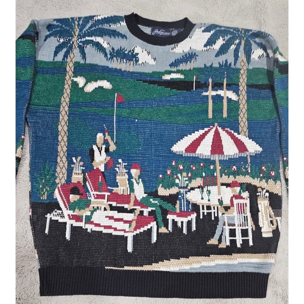 Jack Nicklaus Golf Sweater Country Club, Palm Trees, 100% Cotton, Mens Sz L NEW - Picture 4 of 10